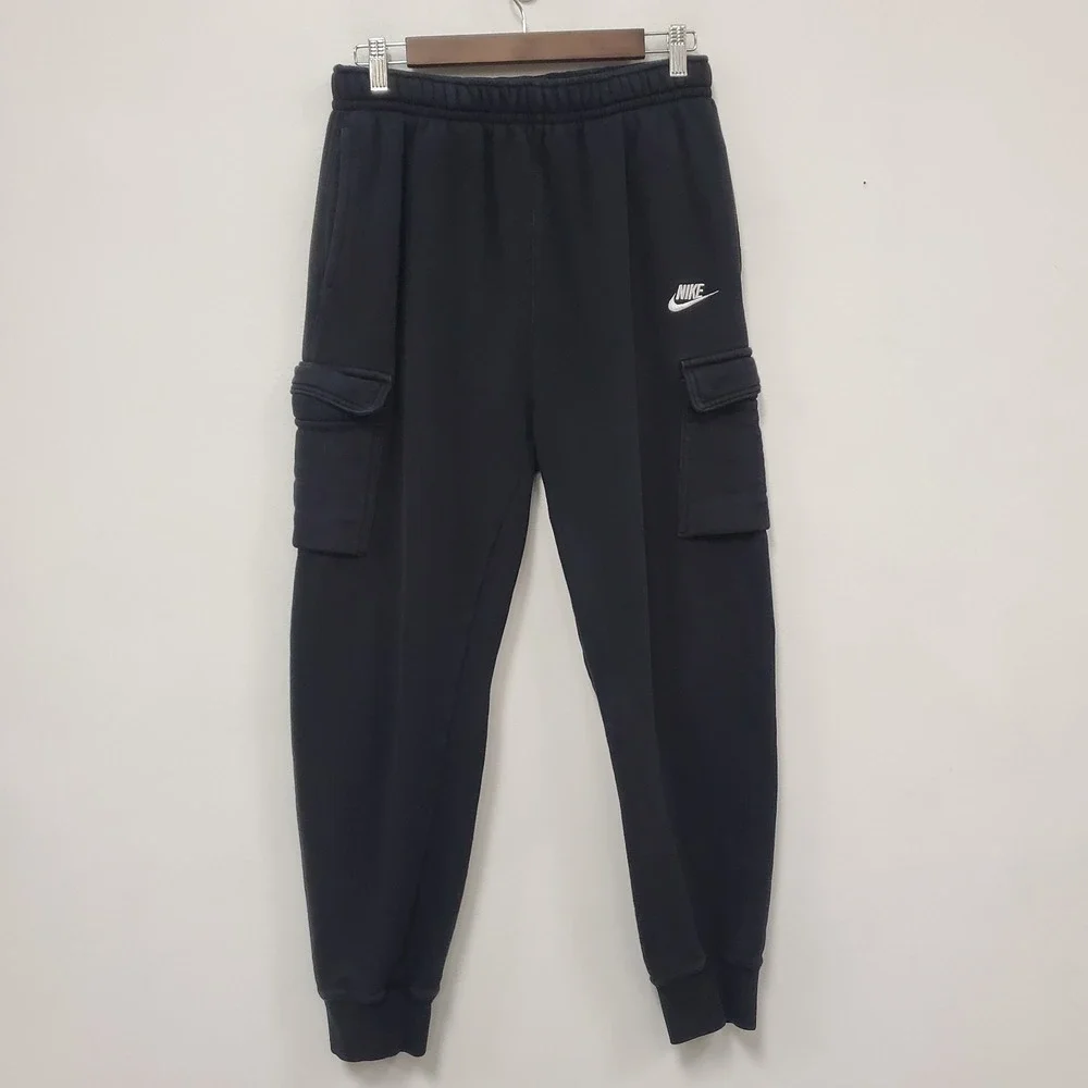 Nike Mens Cargo Club Fleece Sweatpants M Tall Black CD3129-010 Jogger Tapered